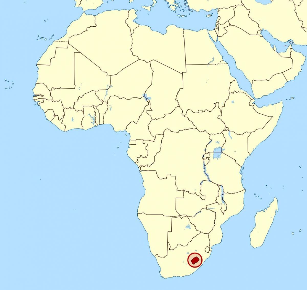 mapa de Lesotho en el mapa d'àfrica
