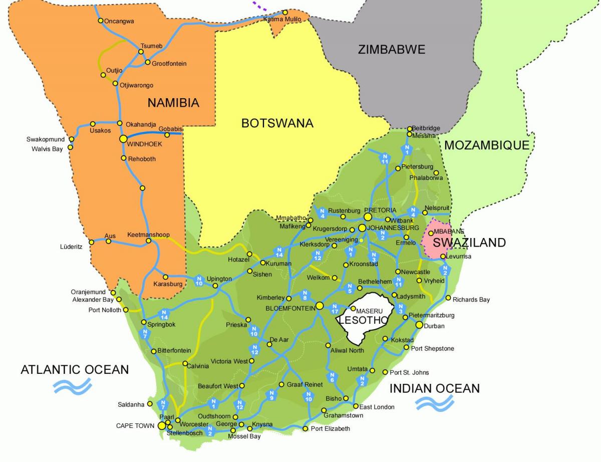mapa de Lesotho i sud-àfrica