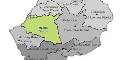 Mapa de Lesotho mostrant districtes
